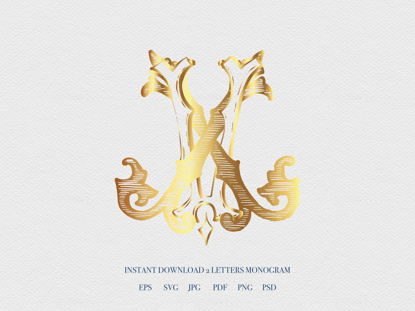 2 Letter Monogram with Letters XV VX | Digital Download - Wedding Monogram SVG, Personal Logo, Wedding Logo for Wedding Invitations The Wedding Crest Lab