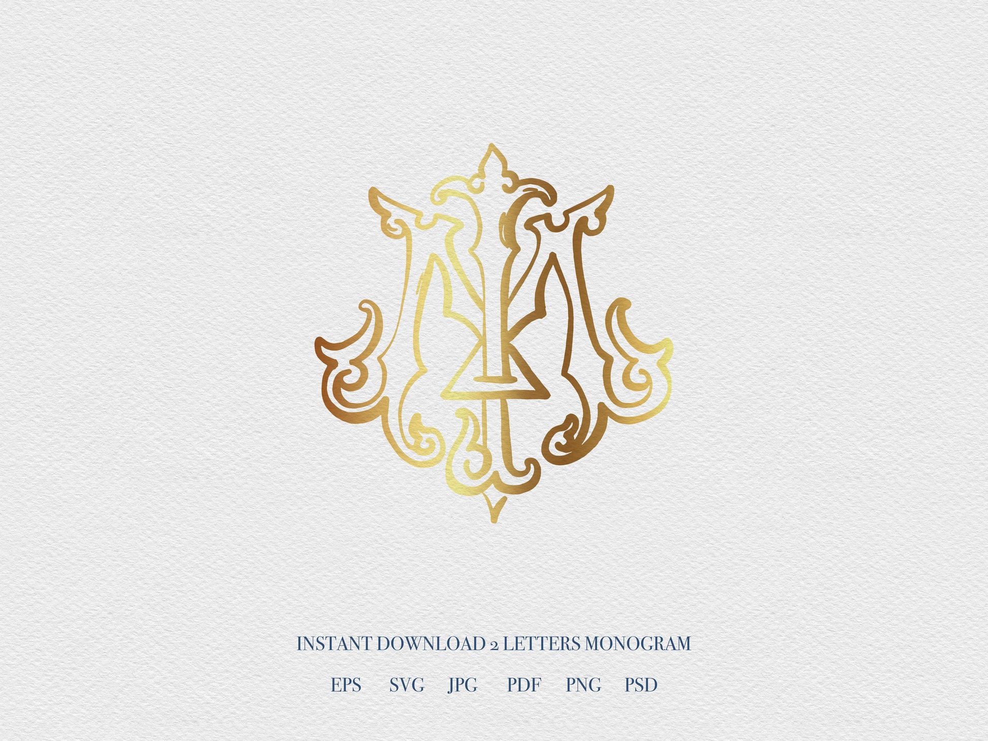 2 Letter Monogram with Letters MI | Digital Download - Wedding Monogram SVG, Personal Logo, Wedding Logo for Wedding Invitations The Wedding Crest Lab