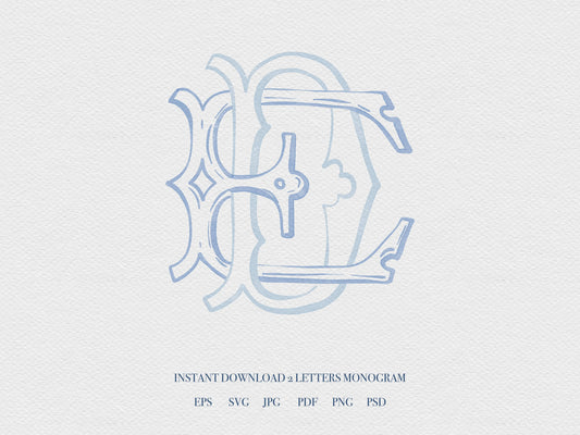 2 Letter Monogram with Letters DE | Digital Download - Wedding Monogram SVG, Personal Logo, Wedding Logo for Wedding Invitations The Wedding Crest Lab