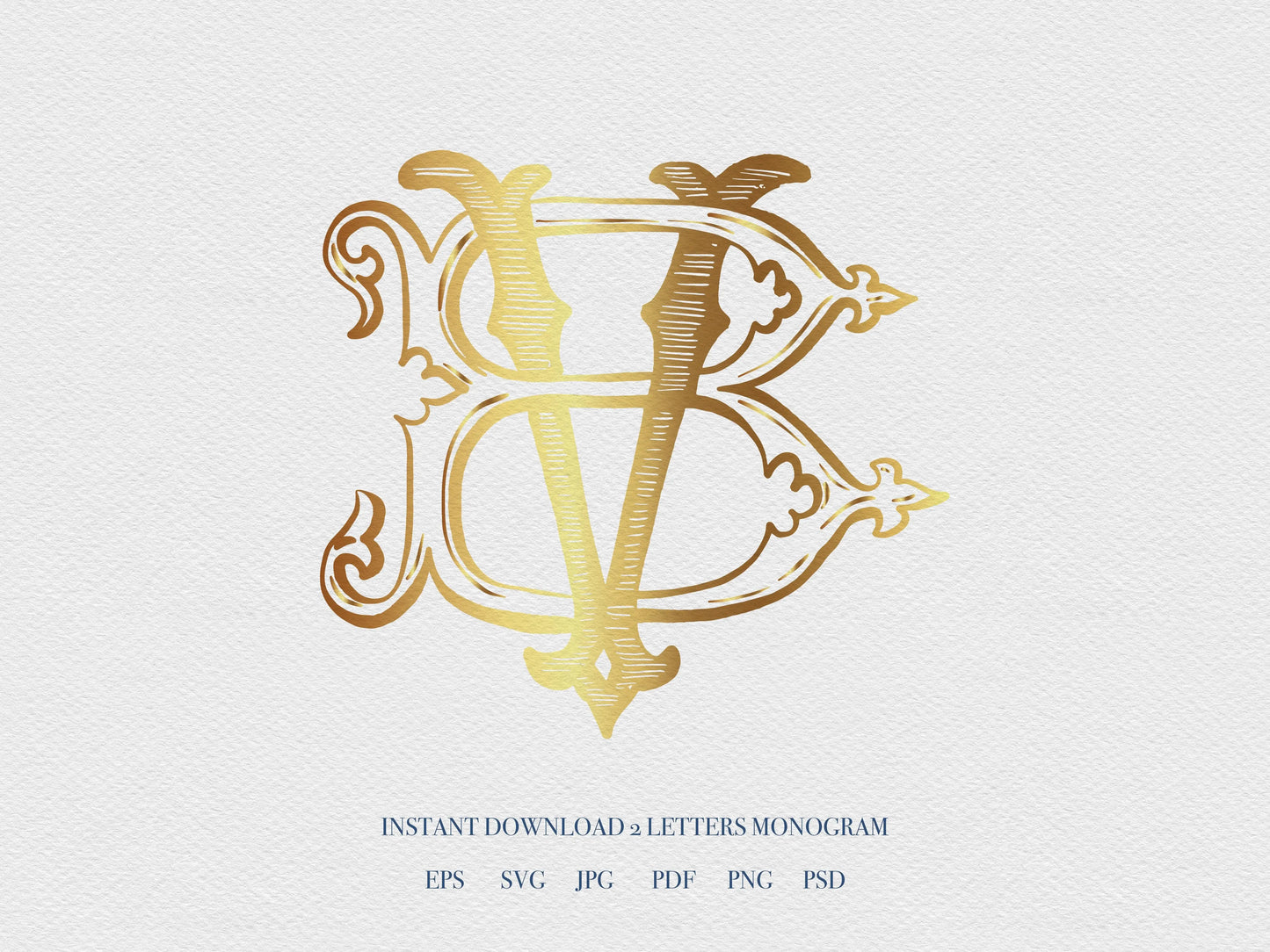 2 Letter Monogram with Letters BV | Digital Download - Wedding Monogram SVG, Personal Logo, Wedding Logo for Wedding Invitations The Wedding Crest Lab