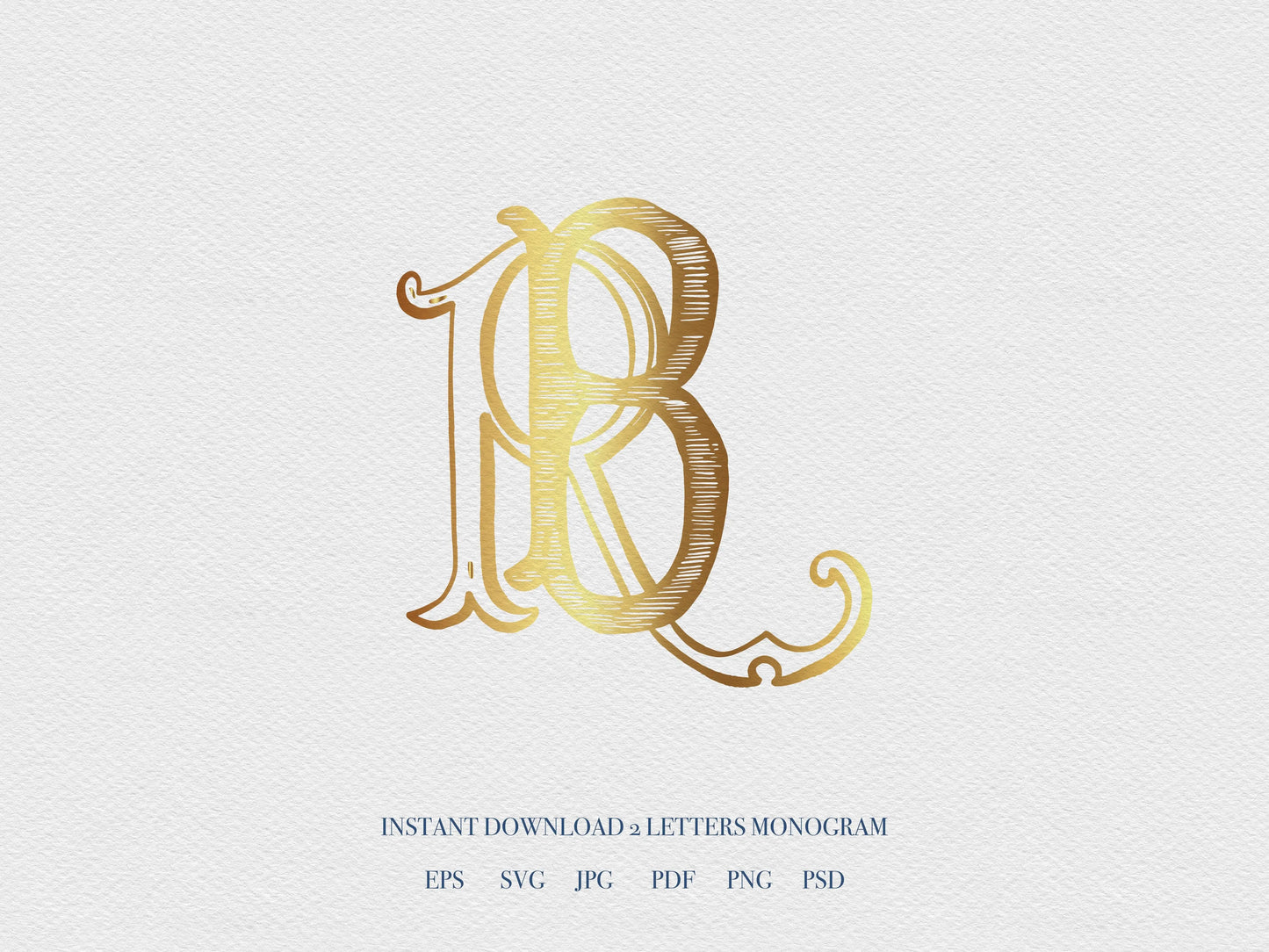 2 Letter Monogram with Letters BR | Digital Download - Wedding Monogram SVG, Personal Logo, Wedding Logo for Wedding Invitations The Wedding Crest Lab