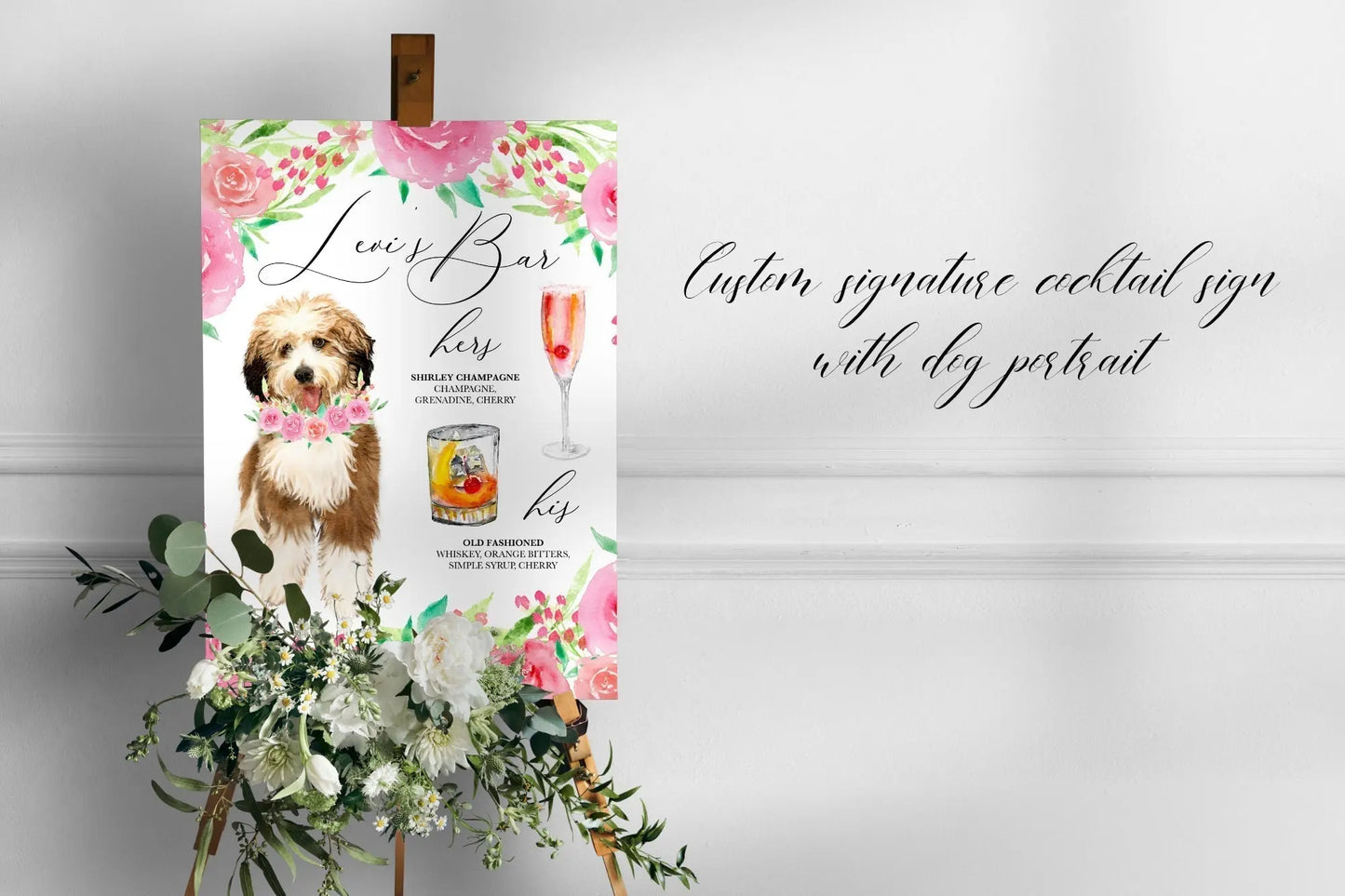 Custom dog signature drink, signature cocktail sign, pet signature drink The Wedding Crest Lab