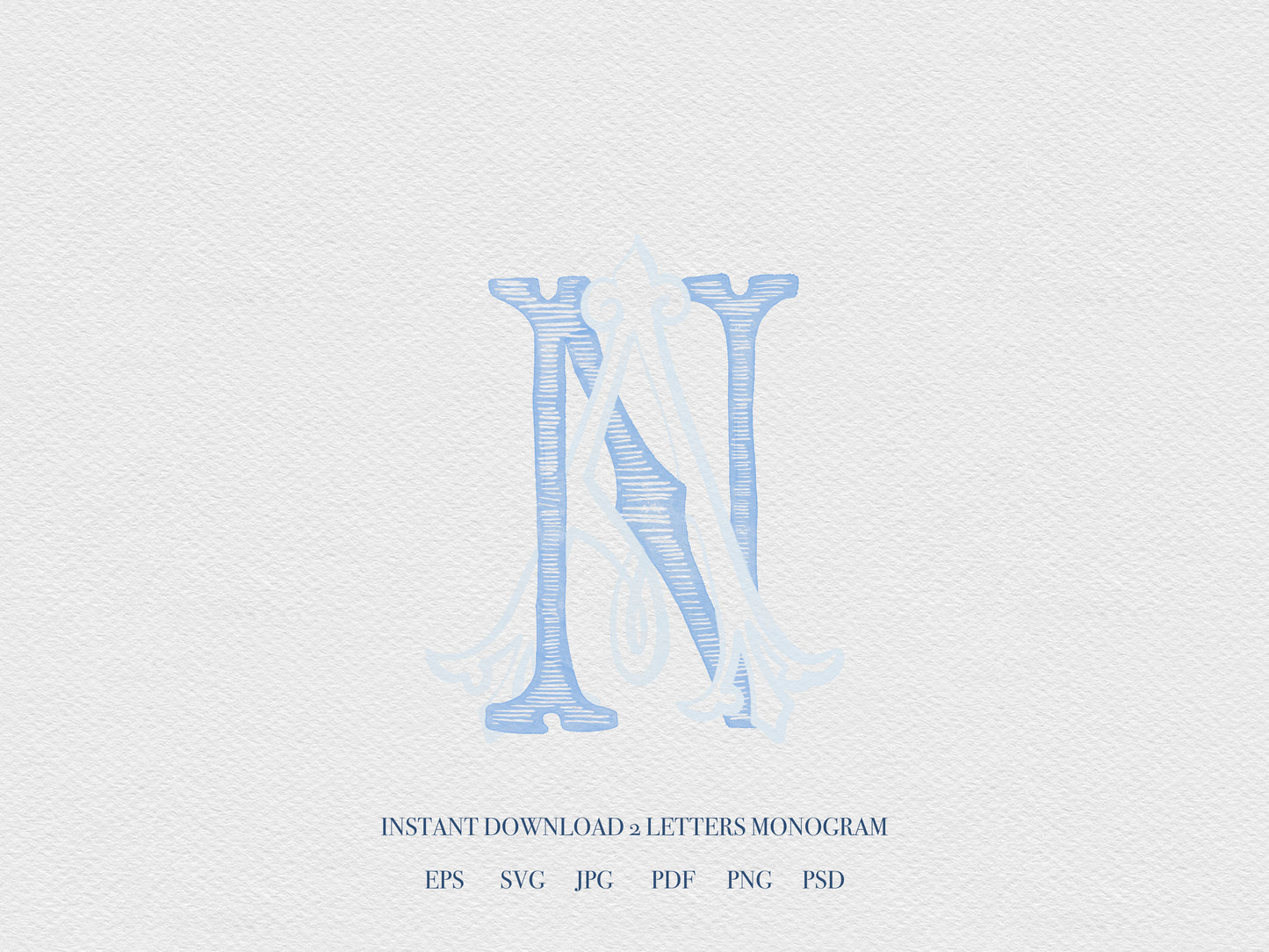2 Letter Monogram with Letters AN NA | Digital Download - Wedding Monogram SVG, Personal Logo, Wedding Logo for Wedding Invitations