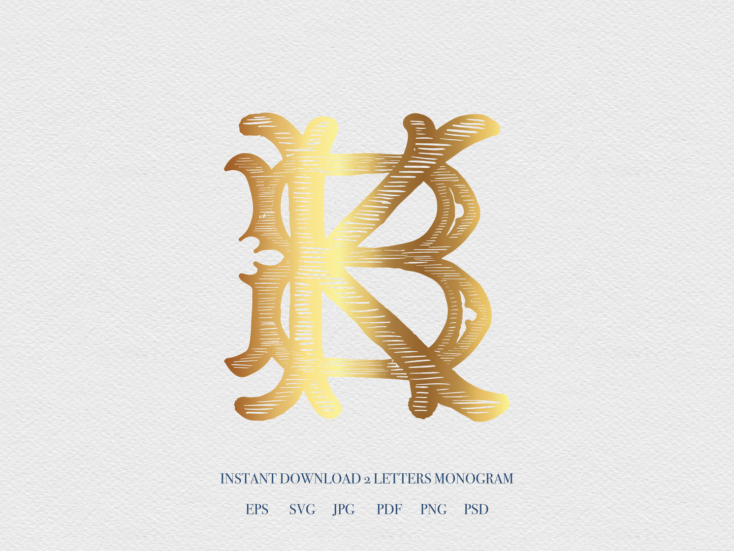 2 Letter Monogram with Letters BK KB | Digital Download - Wedding Monogram SVG, Personal Logo, Wedding Logo for Wedding Invitations The Wedding Crest Lab