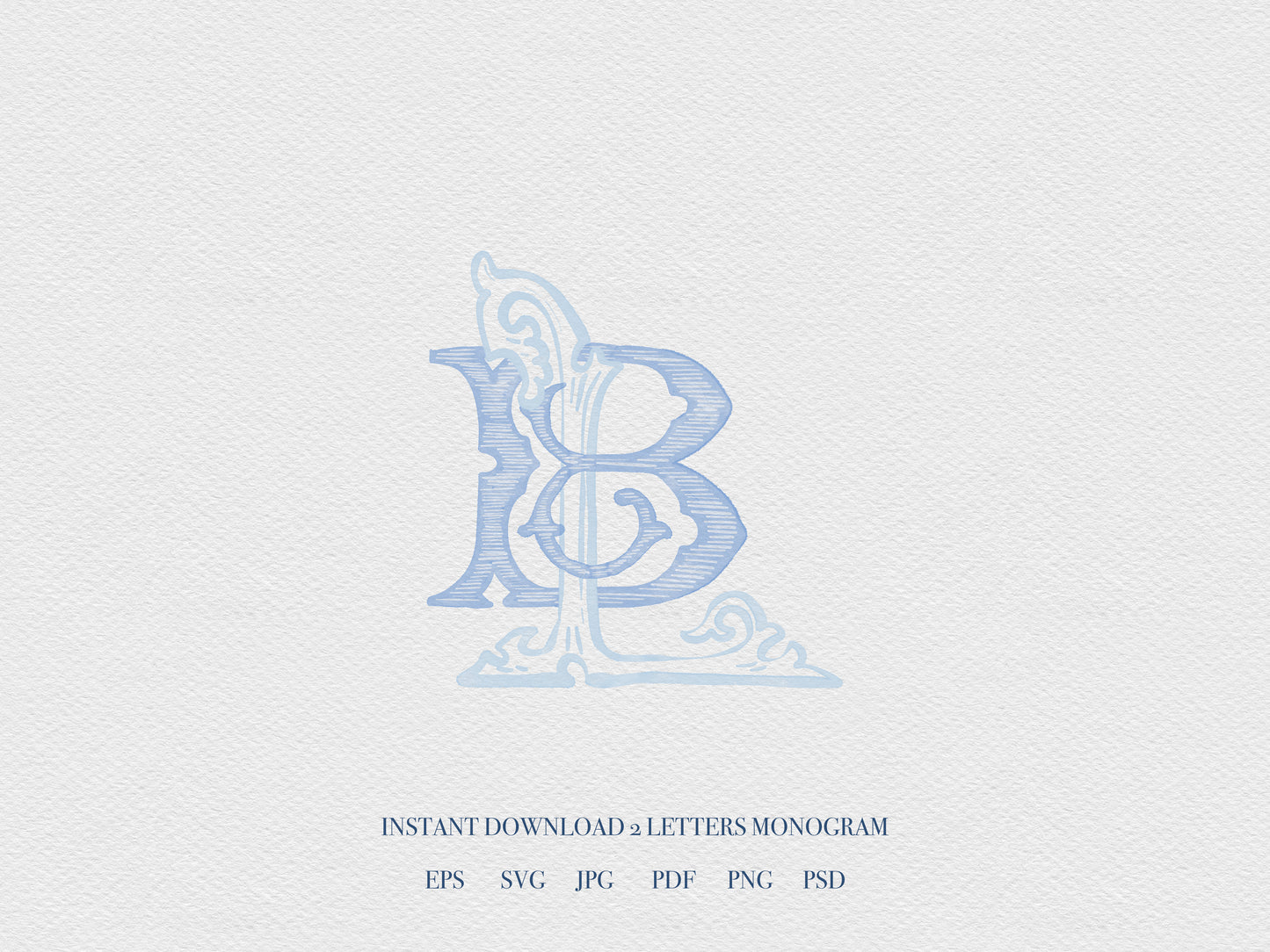 2 Letter Monogram with Letters BL LB | Digital Download - Wedding Monogram SVG, Personal Logo, Wedding Logo for Wedding Invitations The Wedding Crest Lab