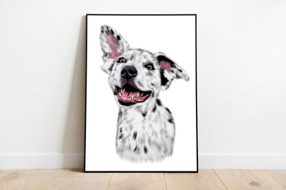 Black and white dog painting