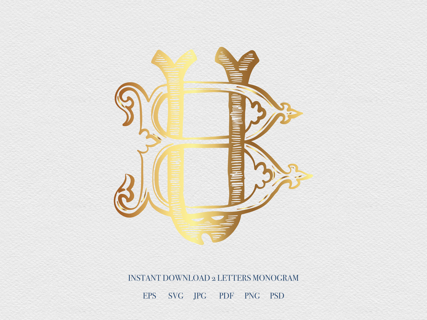 2 Letter Monogram with Letters BU UB | Digital Download - Wedding Monogram SVG, Personal Logo, Wedding Logo for Wedding Invitations The Wedding Crest Lab