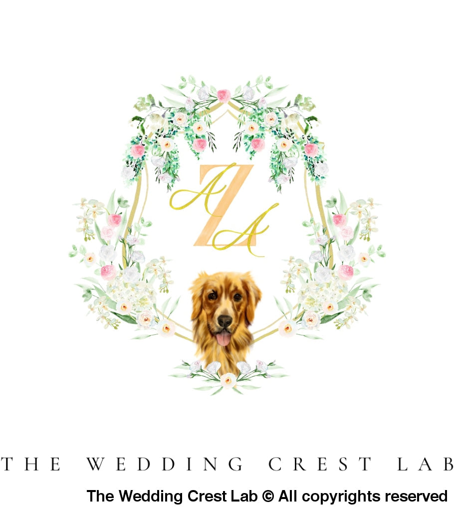 custom wedding crest with dog portraits