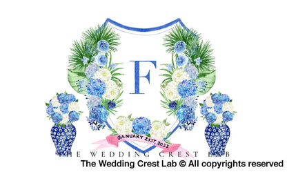 custom wedding crest with ginger jars