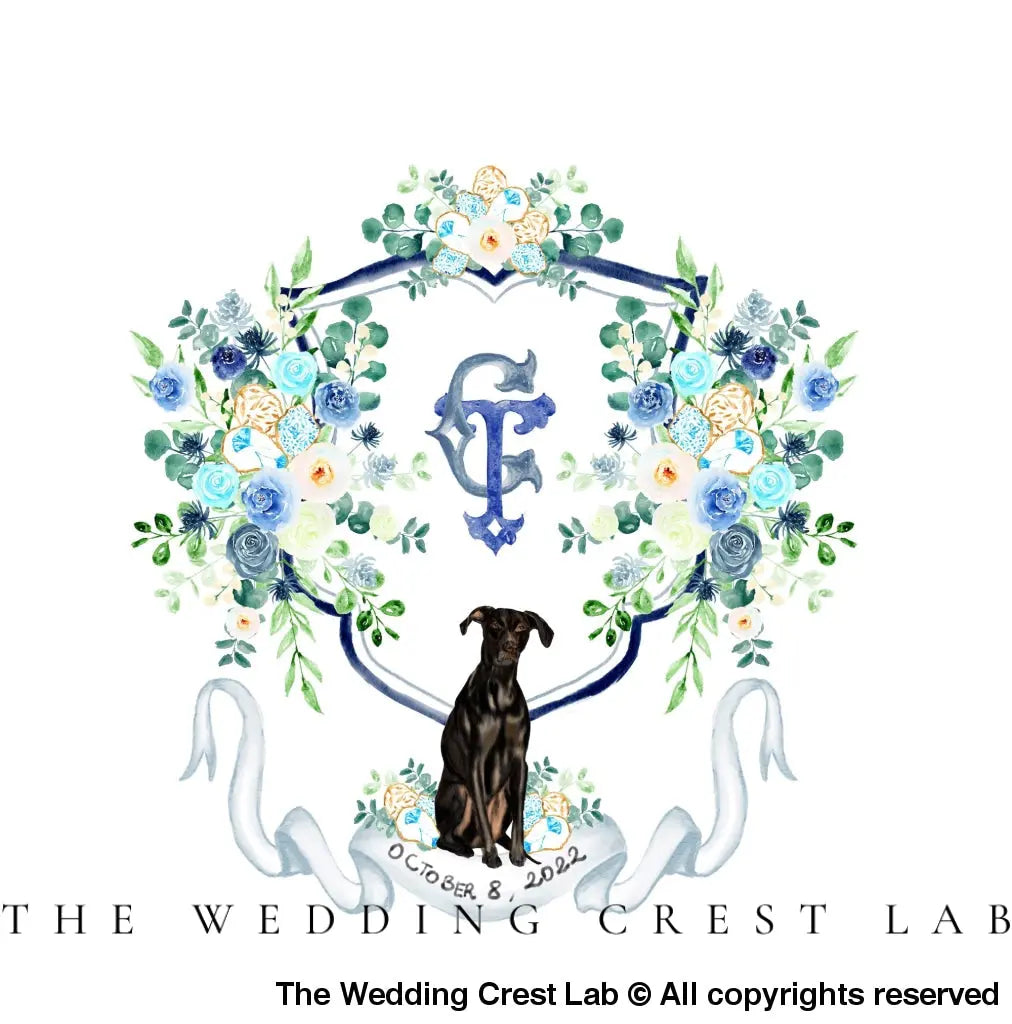 custom wedding crest with dog portraits