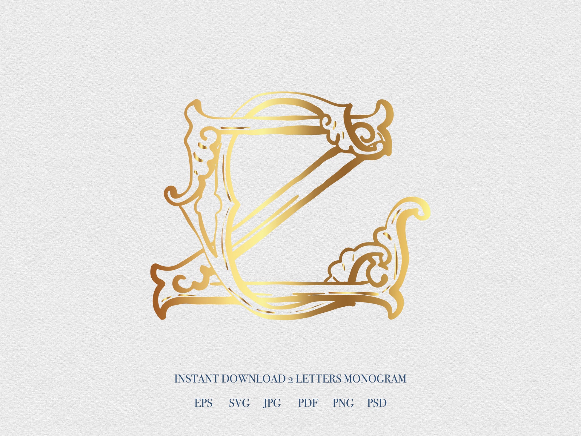2 Letter Monogram with Letters CZ ZC | Digital Download - Wedding Monogram SVG, Personal Logo, Wedding Logo for Wedding Invitations The Wedding Crest Lab
