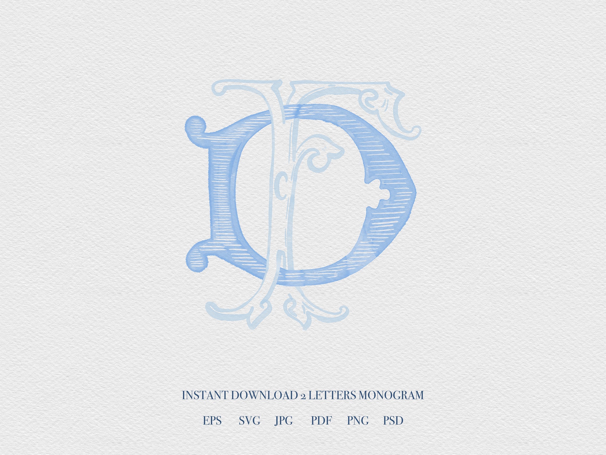 2 Letter Monogram with Letters DF FD | Digital Download - Wedding Monogram SVG, Personal Logo, Wedding Logo for Wedding Invitations The Wedding Crest Lab