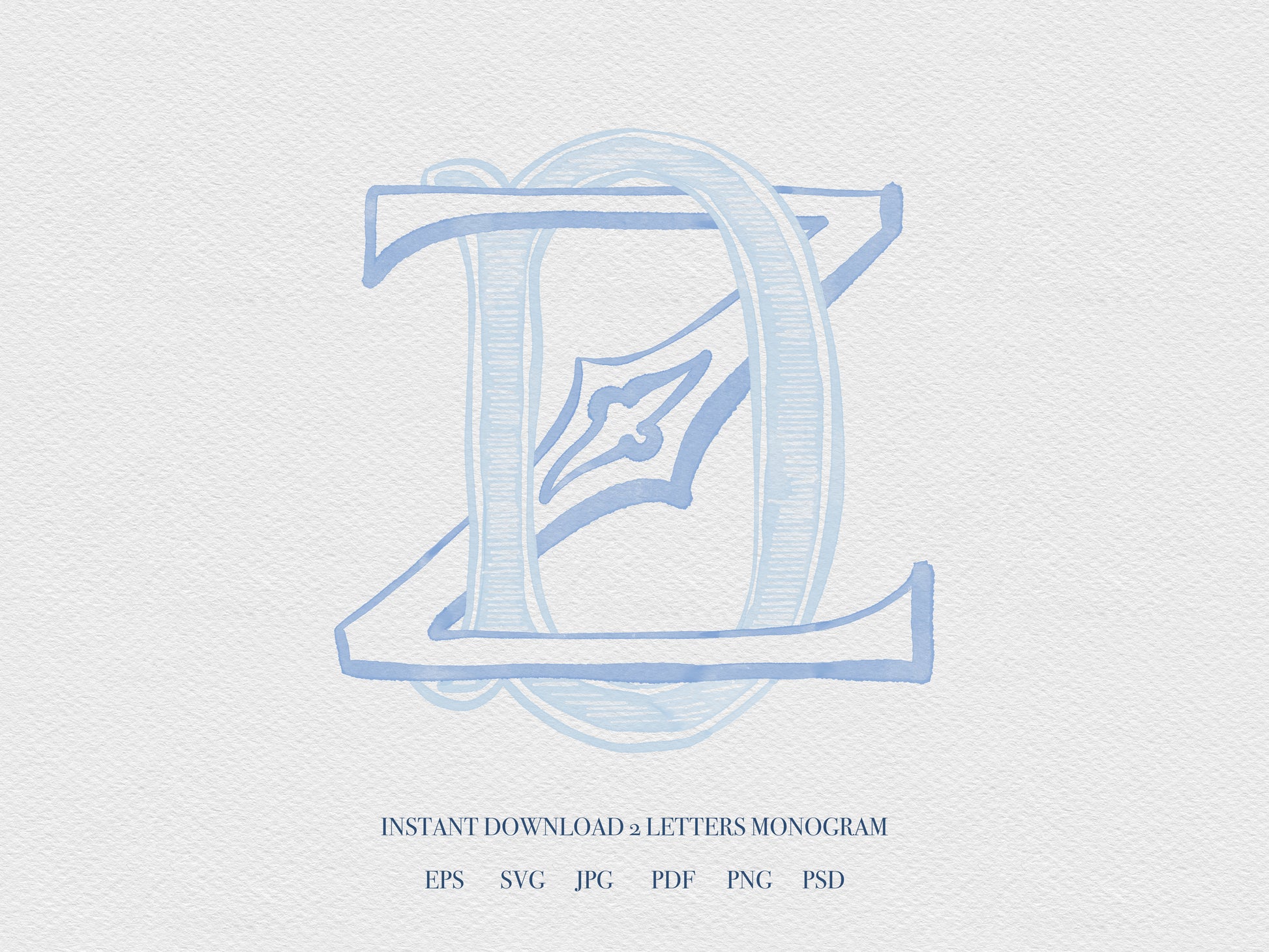 2 Letter Monogram with Letters DZ ZD | Digital Download - Wedding Monogram SVG, Personal Logo, Wedding Logo for Wedding Invitations The Wedding Crest Lab