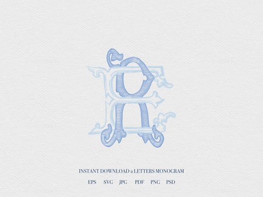 2 Letter Monogram with Letters ER RE | Digital Download - Wedding Monogram SVG, Personal Logo, Wedding Logo for Wedding Invitations