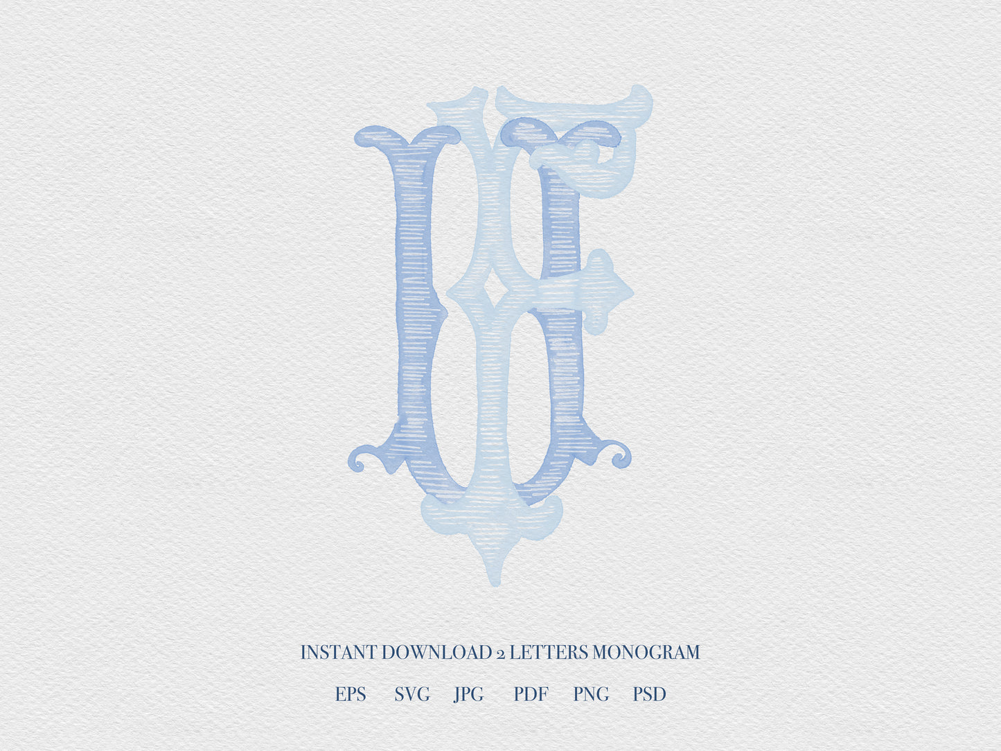 2 Letter Monogram with Letters FU UF | Digital Download - Wedding Monogram SVG, Personal Logo, Wedding Logo for Wedding Invitations The Wedding Crest Lab