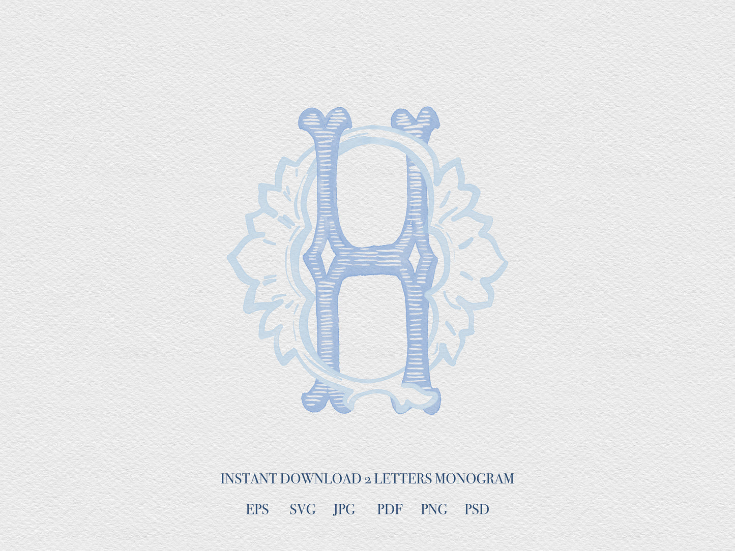 2 Letter Monogram with Letters HQ QH | Digital Download - Wedding Monogram SVG, Personal Logo, Wedding Logo for Wedding Invitations The Wedding Crest Lab