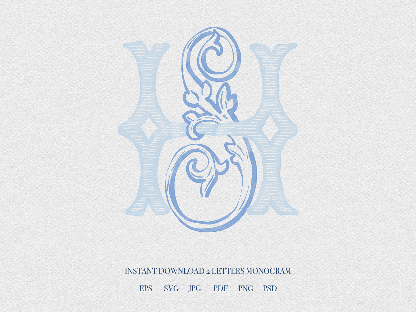 2 Letter Monogram with Letters HS SH | Digital Download - Wedding Monogram SVG, Personal Logo, Wedding Logo for Wedding Invitations The Wedding Crest Lab