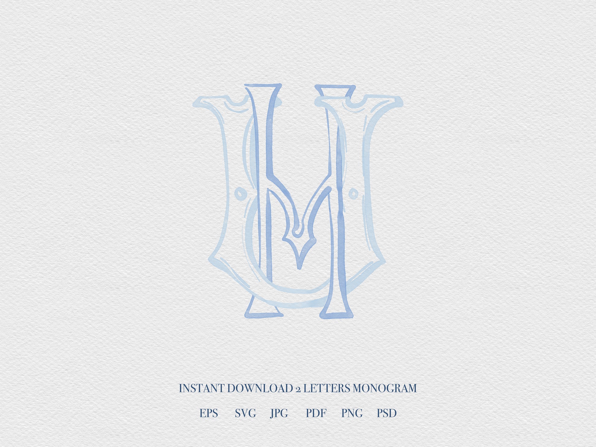 2 Letter Monogram with Letters HU UH | Digital Download - Wedding Monogram SVG, Personal Logo, Wedding Logo for Wedding Invitations The Wedding Crest Lab