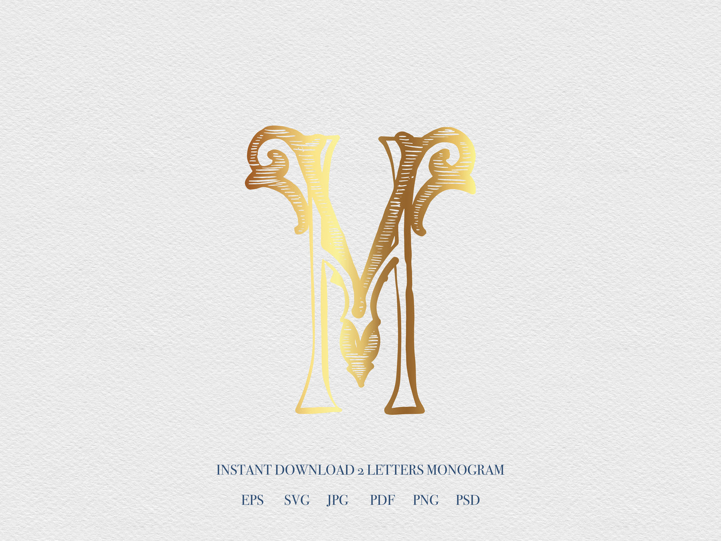 2 Letter Monogram with Letters HV VH | Digital Download - Wedding Monogram SVG, Personal Logo, Wedding Logo for Wedding Invitations The Wedding Crest Lab