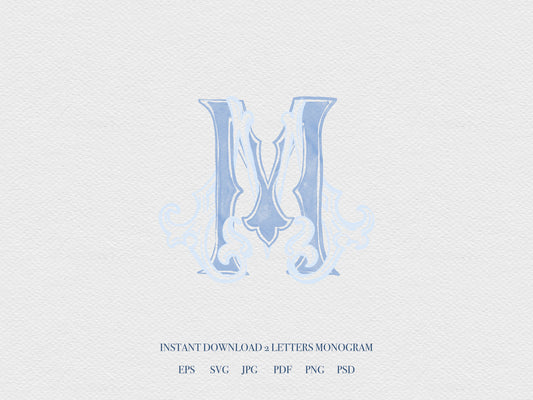 2 Letter Monogram with Letters MM | Digital Download - Wedding Monogram SVG, Personal Logo, Wedding Logo for Wedding Invitations The Wedding Crest Lab