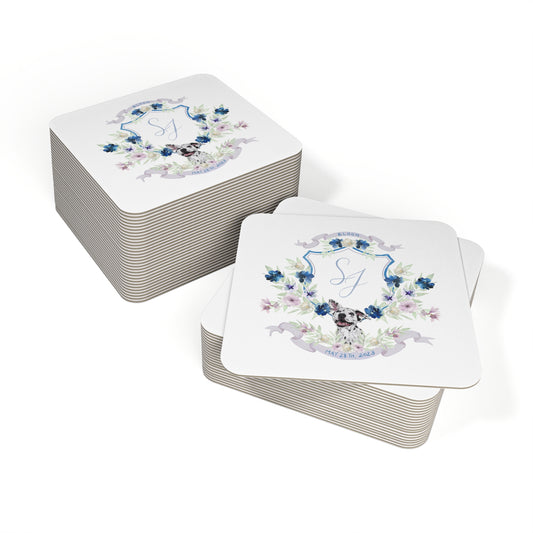 Print your crest: coasters (crest not included) set of 50 The Wedding Crest Lab