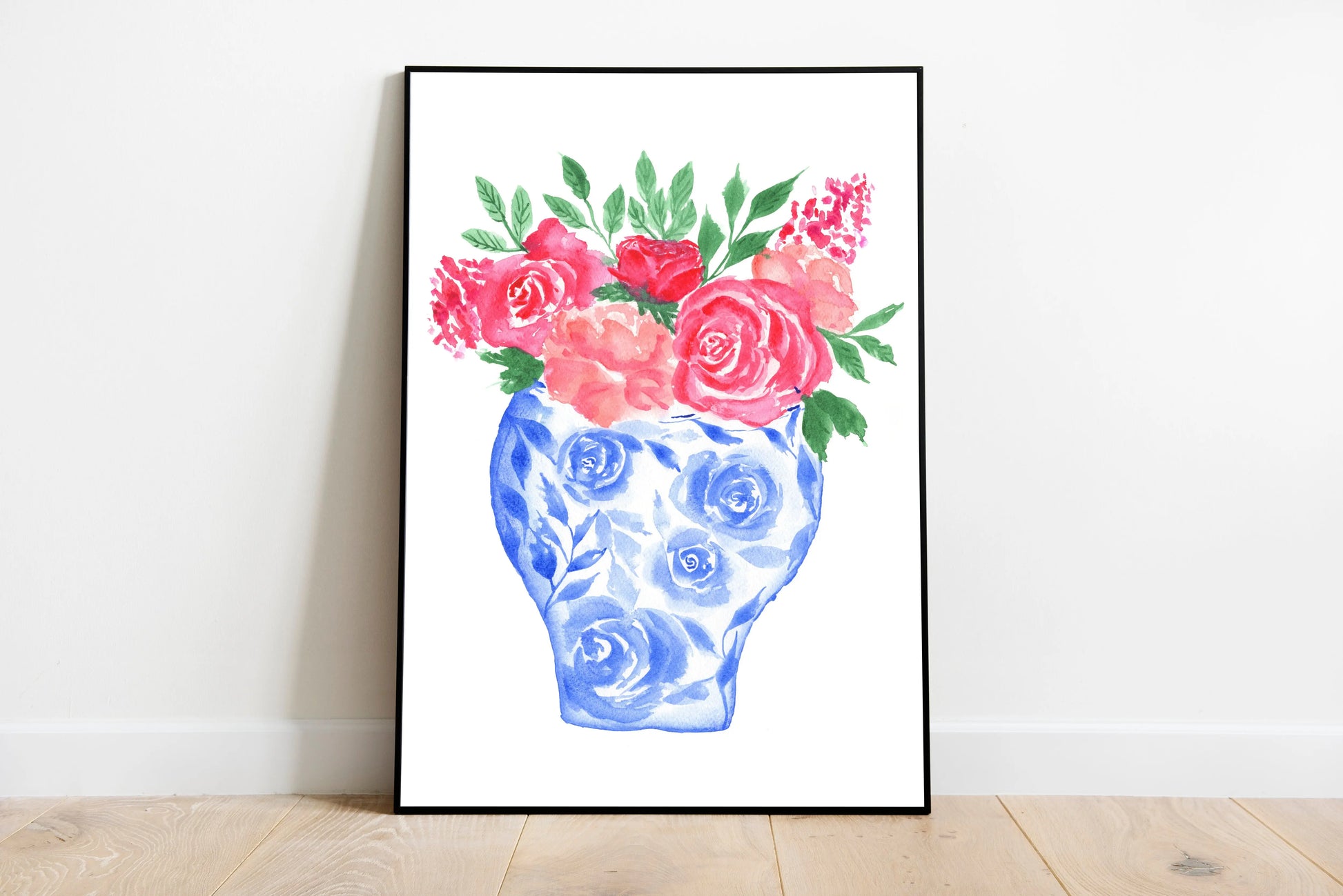 Ginger Jars Art Prints, Watercolor Flowers, Floral Art, Bedroom