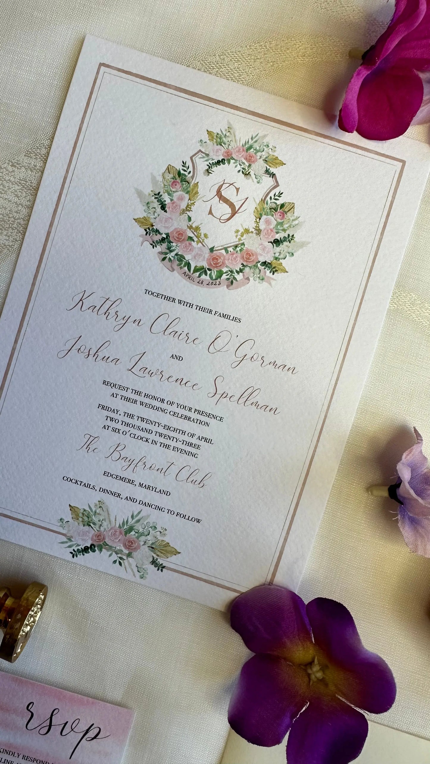 Custom Wedding invitation with custom wedding crest