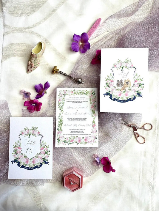 Custom wedding table numbers with watercolor flowers