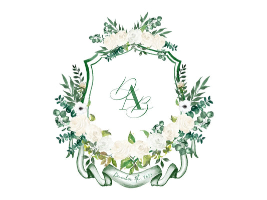 Sage Green Watercolor Wedding Crest The Wedding Crest Lab