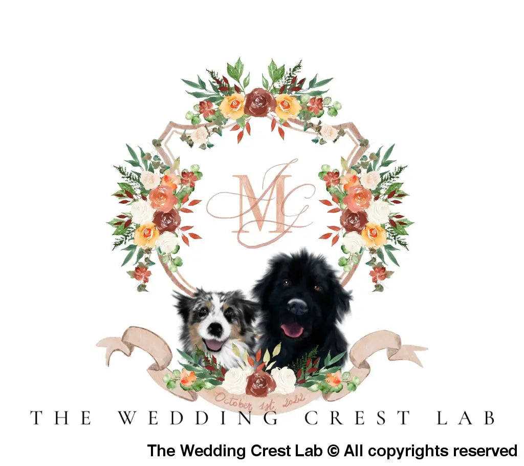 Wedding Crest with dogs