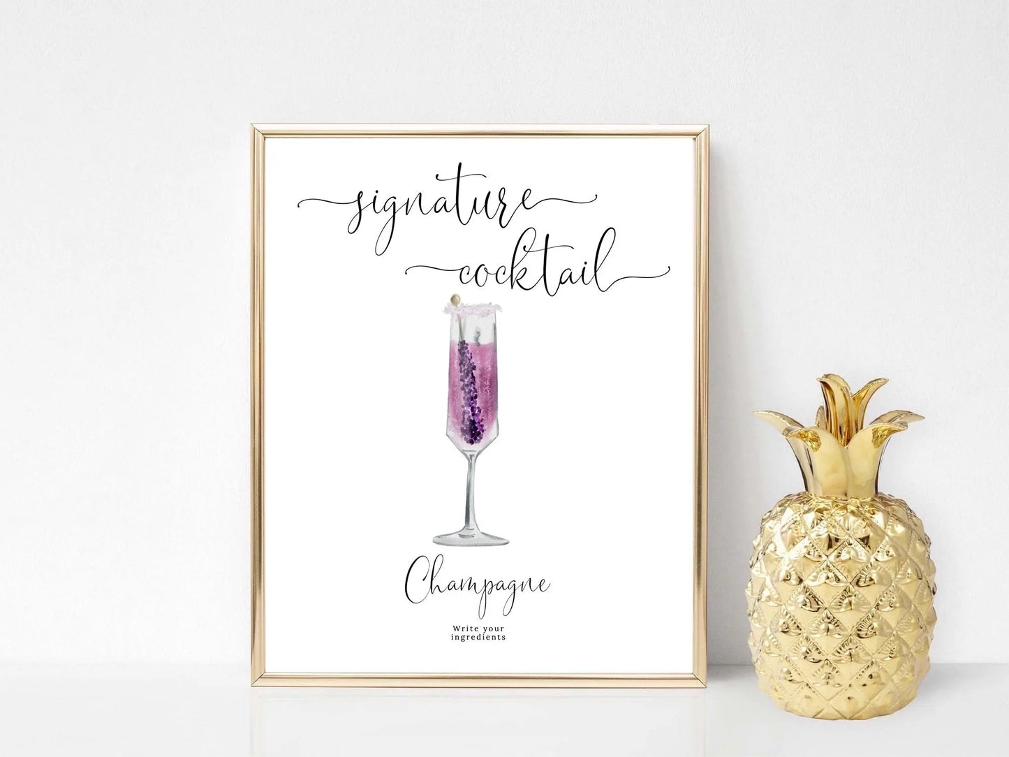 Printable Champagne Flute Signature Cocktail Sign, Signature Drink Sign, Wedding Bar Sign The Wedding Crest Lab