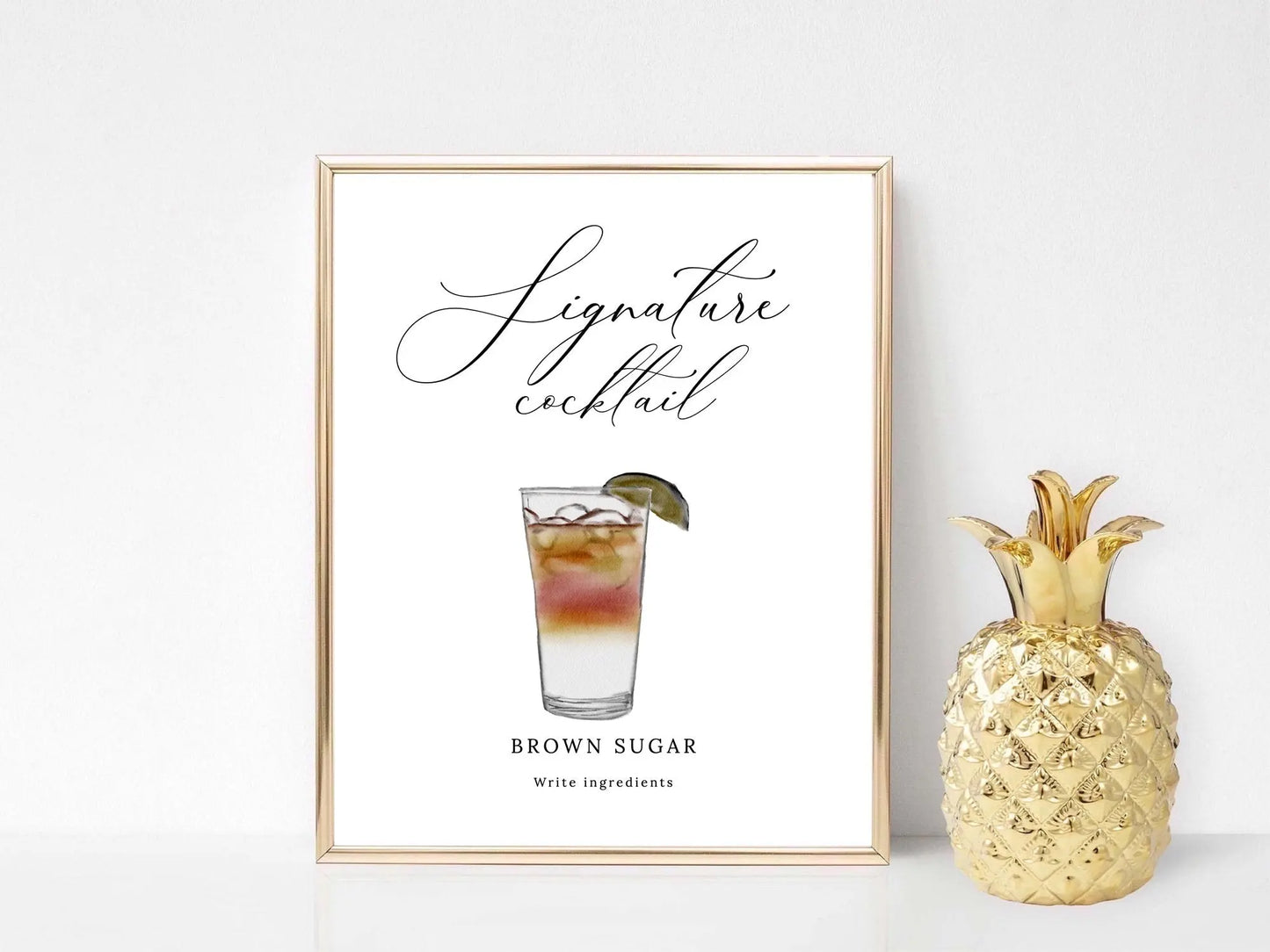 Printable Brown Sugar Signature Cocktail Sign, Signature Drink Sign, Wedding Bar Sign The Wedding Crest Lab