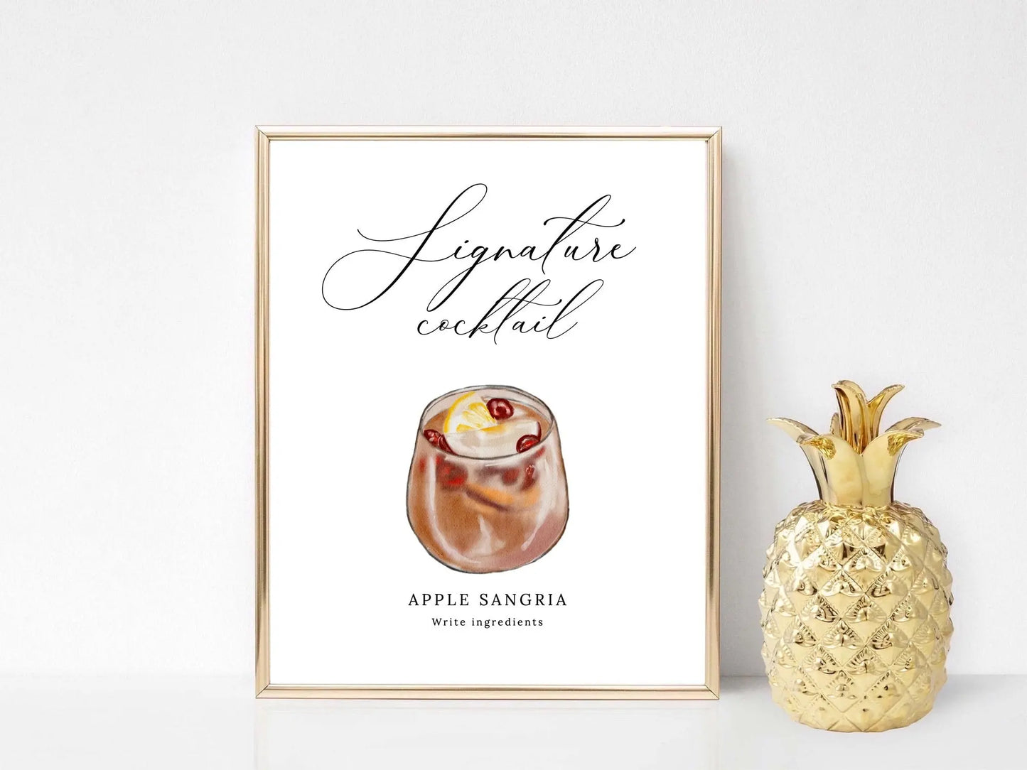Printable Apple Sangria Signature Cocktail Sign, Signature Drink Sign, Wedding Bar Sign The Wedding Crest Lab